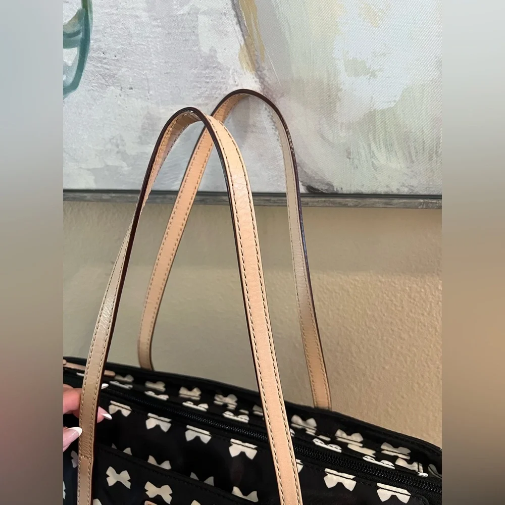 Kate Spade Black and White Baby Bag with Bow Pattern